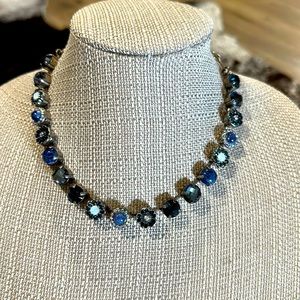 Mariana silver necklace with navy stones